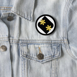 Gelbe und schwarze Gänseblümchen-Blumen-Runde Knöp Button