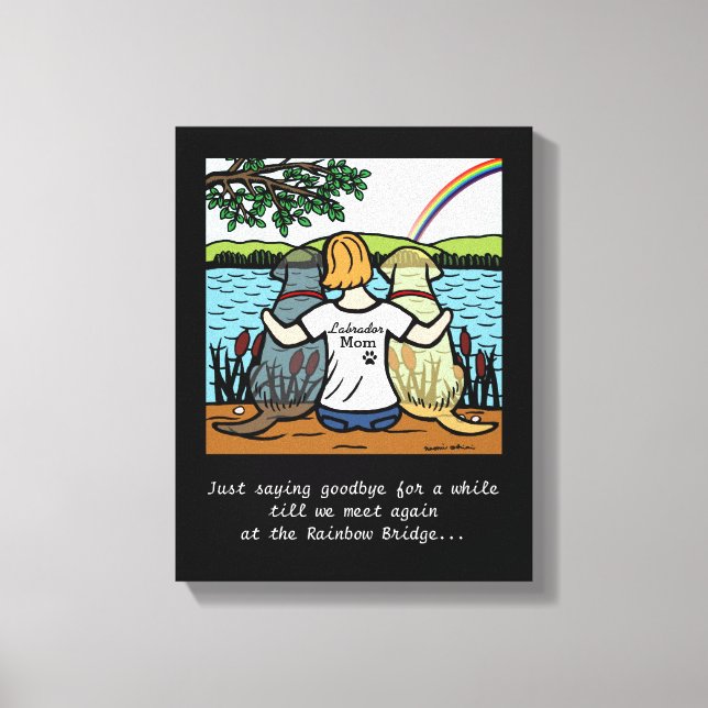 Gelbe und schwarze Labrador-Engel und Mama 3 Leinw Leinwanddruck (Vorderseite)