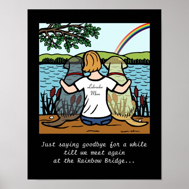 Gelbe und schwarze Labrador-Engel und Mama 3 Poster (Vorne)