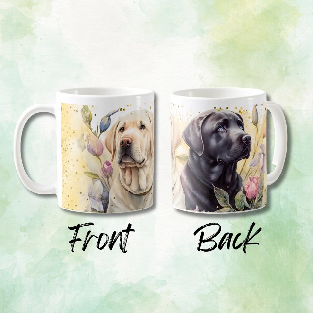 Gelbe und schwarze Labrador-Retrievers Kaffeetasse (Von Creator hochgeladen)