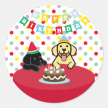 Gelbe und schwarze Labradoren zum Geburtstag