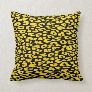 Gelbe und schwarze Leopardruckfolie Kissen