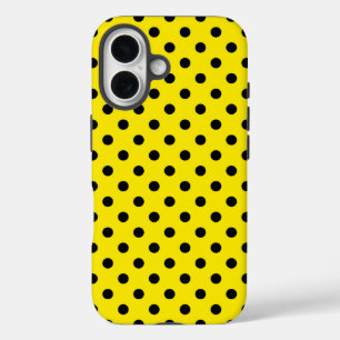 Gelbe und schwarze Polka-Punkte iPhone 16 Hülle