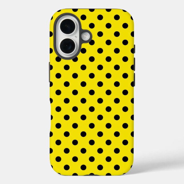 Gelbe und schwarze Polka-Punkte Case-Mate iPhone Hülle (Rückseite)