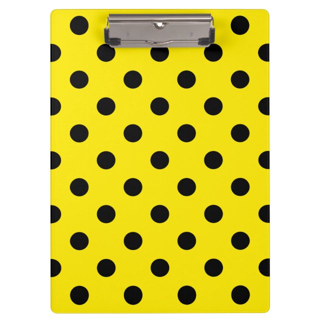 Gelbe und schwarze Polka-Punkte Klemmbrett (Vorderseite)