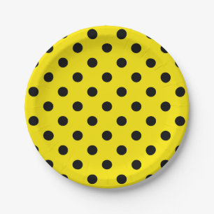 Gelbe und schwarze Polka-Punkte Pappteller