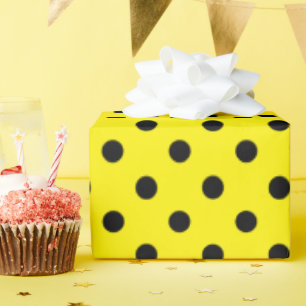 Gelbe und schwarze Polka-Punktmuster Geburtstag Geschenkpapier