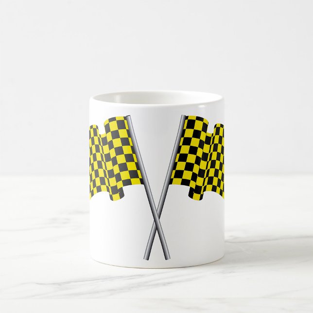 Gelbe und schwarze Racefahnen Kaffeetasse (Von Creator hochgeladen)