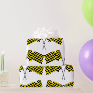 Gelbe und schwarze Rennflaggen Geschenkpapier