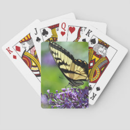 Gelbe und schwarze Schmetterling auf Lavendel Spielkarten