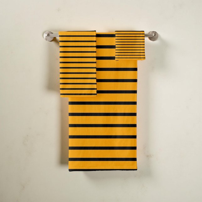 Gelbe und schwarze Streifen Muster modern, stilvol Badhandtuch Set (Von Creator hochgeladen)