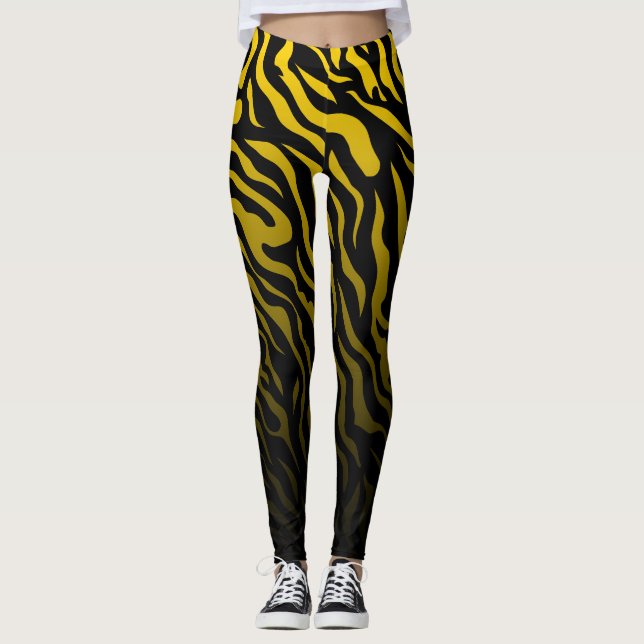 Gelbe und schwarze Zebrastreifen: Stilvolle Leggin Leggings (Vorderseite)