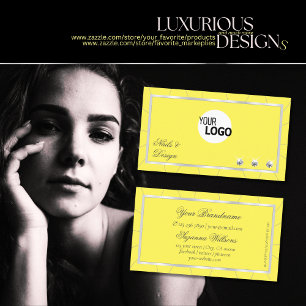 Gelbe und silberne Rahmen mit Luxus Diamonds & Log Visitenkarte
