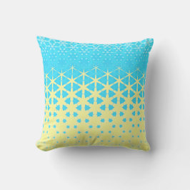 Gelbe und Sky Blue Geometric Stars und Schneeflock Kissen