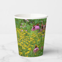 Gelbe und violette Blumen im Garten