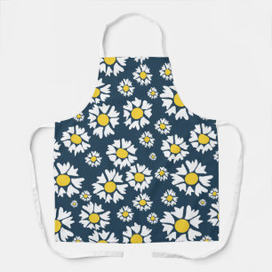 Gelbe und weiße Blume auf blauer All-Over-Print-Sc Schürze