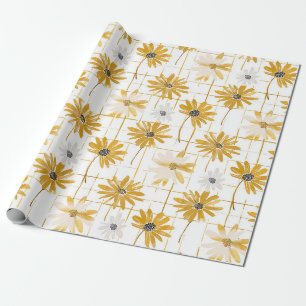 Gelbe und weiße Blume - Bedrängnis Golden Kariert Geschenkpapier