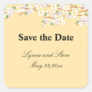 Gelbe und weiße Blüten Save-the-Date-Karte Quadratischer Aufkleber