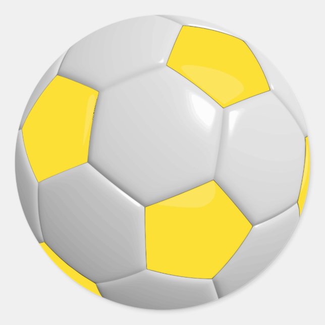Gelbe und weiße Fußball Runder Aufkleber (Vorderseite)