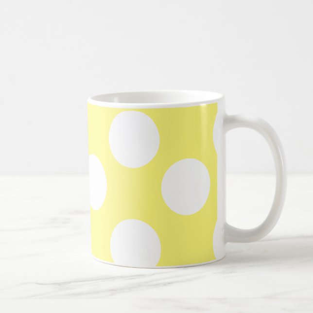 Gelbe und weiße große Polka-Punkt-Tasse Tasse (Rechts)