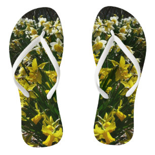 Gelbe und weiße Kleidung Frühlingsblumen Flip Flops