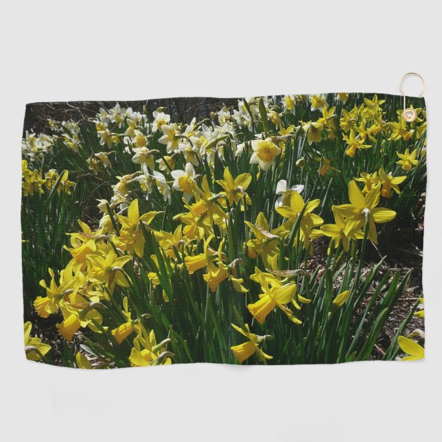 Gelbe und weiße Kleidung Frühlingsblumen Golfhandtuch (Horizontal)