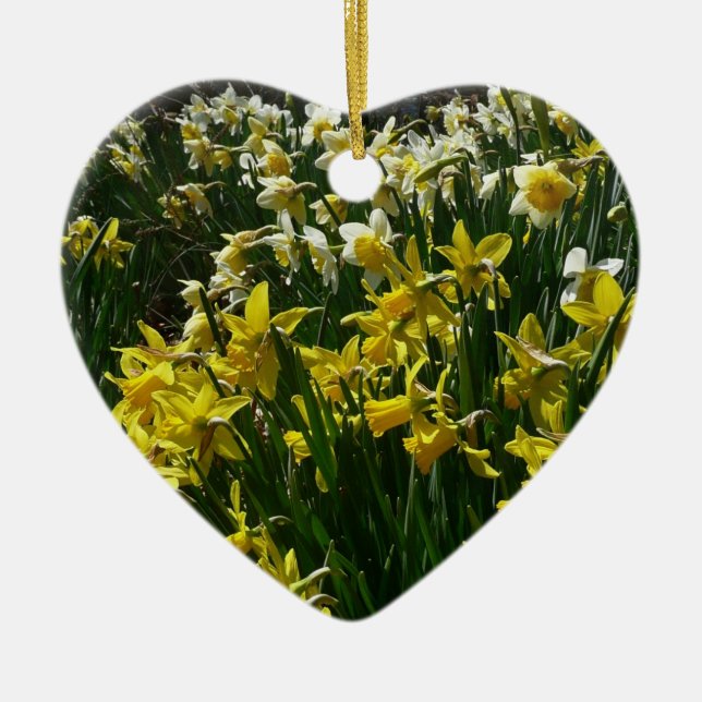 Gelbe und weiße Kleidung Frühlingsblumen Keramik Ornament (Vorne)
