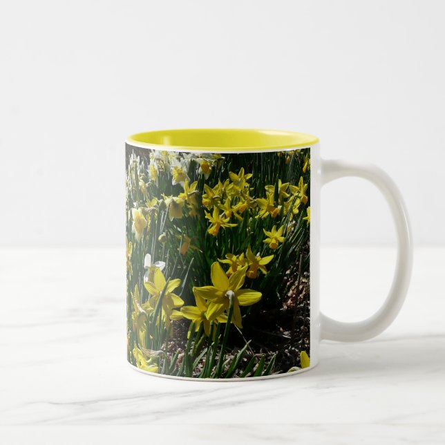 Gelbe und weiße Kleidung Frühlingsblumen Zweifarbige Tasse (Rechts)