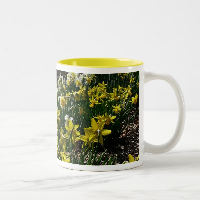 Gelbe und weiße Kleidung Frühlingsblumen Zweifarbige Tasse (Rechts)