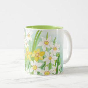 Gelbe und weiße Kleidung im Frühling Zweifarbige Tasse