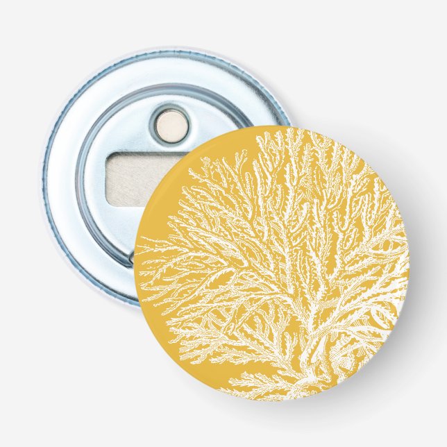 Gelbe und weiße Koralle Flaschenöffner (Vorderseite)