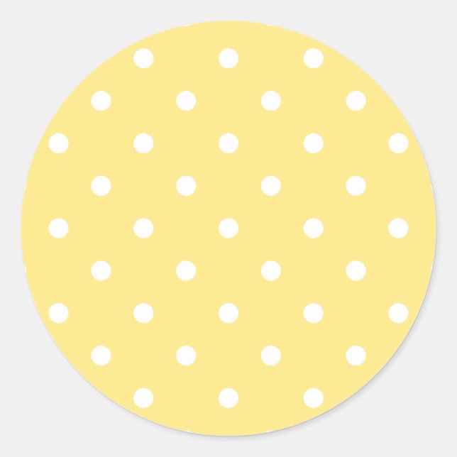 Gelbe und weiße Polka Dots Muster. Runder Aufkleber (Vorderseite)