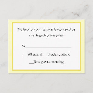 Gelbe und weiße Remissionskarte für alle Einsatzzw RSVP Karte