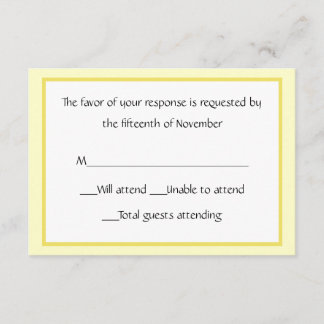 Gelbe und weiße Remissionskarte für alle Einsatzzw RSVP Karte