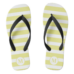 Gelbe und weiße Streifen, klassisch, Monogramm Flip Flops