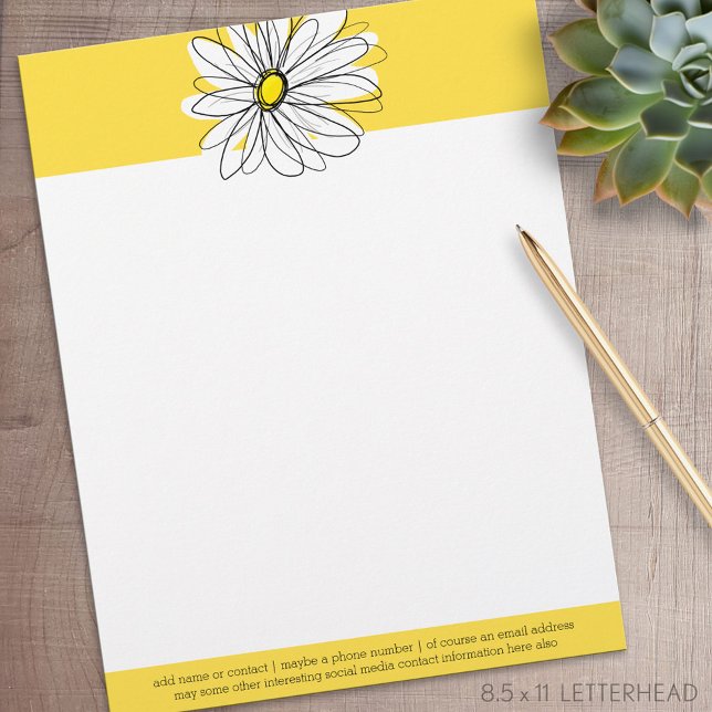 Gelbe und weiße weiße, weißliche Daisy mit benutze Briefkopf (Personalized Letterhead )