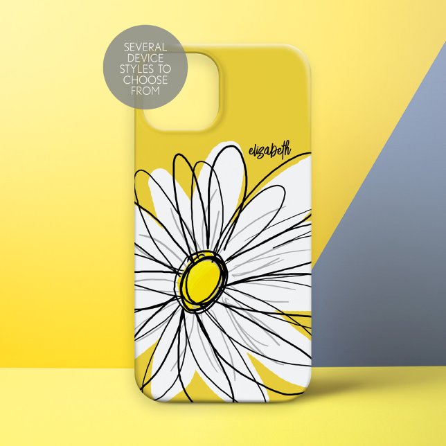 Gelbe und weiße weiße, weißliche Daisy mit benutze Case-Mate iPhone Hülle (Whimsical Daisy Personalized Phone Case)