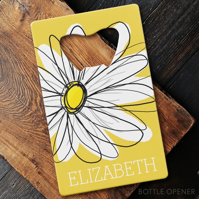 Gelbe und weiße weiße, weißliche Daisy mit benutze Geldbeutel Flaschenöffner (Custom Bottle Opener)