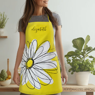 Gelbe und weiße weiße, weißliche Daisy mit benutze Schürze