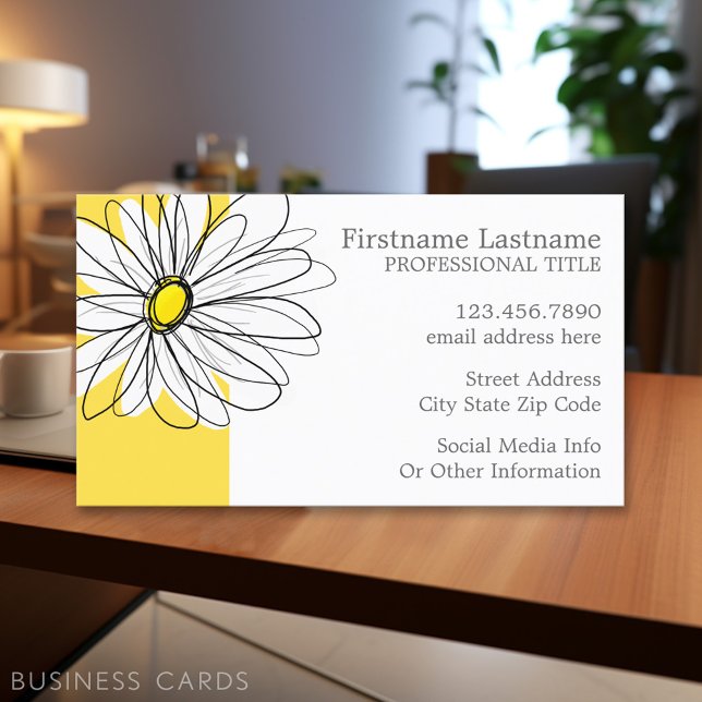 Gelbe und weiße weiße, weißliche Daisy mit benutze Visitenkarte (Personalized Printed Business Cards)