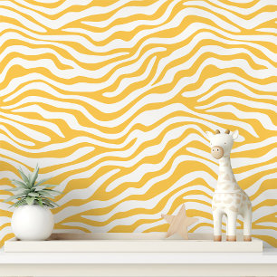 Gelbe und weiße Zebrastreifen Tapete