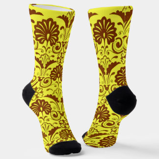 gelbe Ventilatoren und Schnörkel Druck Socken