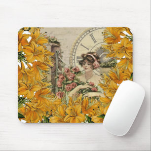 Gelbe Viktorianische Frauenmäuse Pad! Mousepad