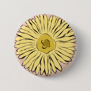 Gelbe Vintage abstrakte Sonnenblume Button