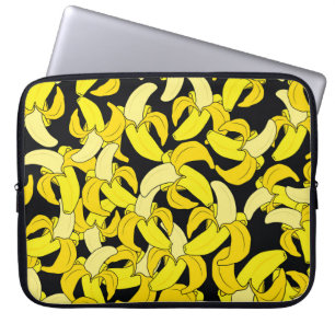 Gelbe Vintage-Bananen: Schwarzer Hintergrund Laptopschutzhülle