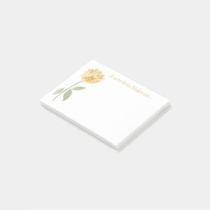 Gelbe Vintage-Blume Post-it Klebezettel