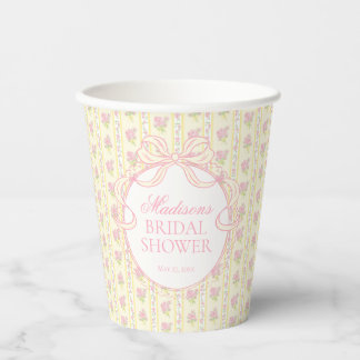 Gelbe Vintage Fancy Florale Brautparty Pappbecher