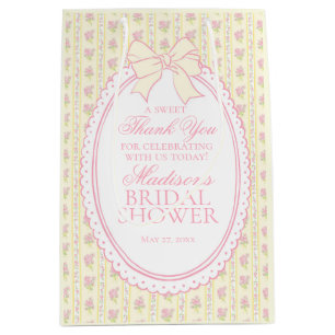 Gelbe Vintage Fancy Florale Hochzeitsdusche Gesche Mittlere Geschenktüte