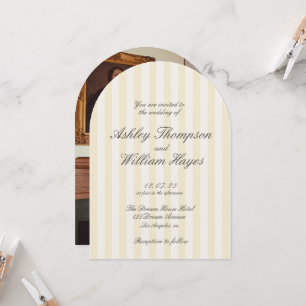 Gelbe Vintage, gestreifte Hochzeit Einladung