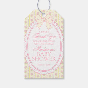 Gelbe Vintage-hübsche Blumen-Andenken für Baby-Par Geschenkanhänger